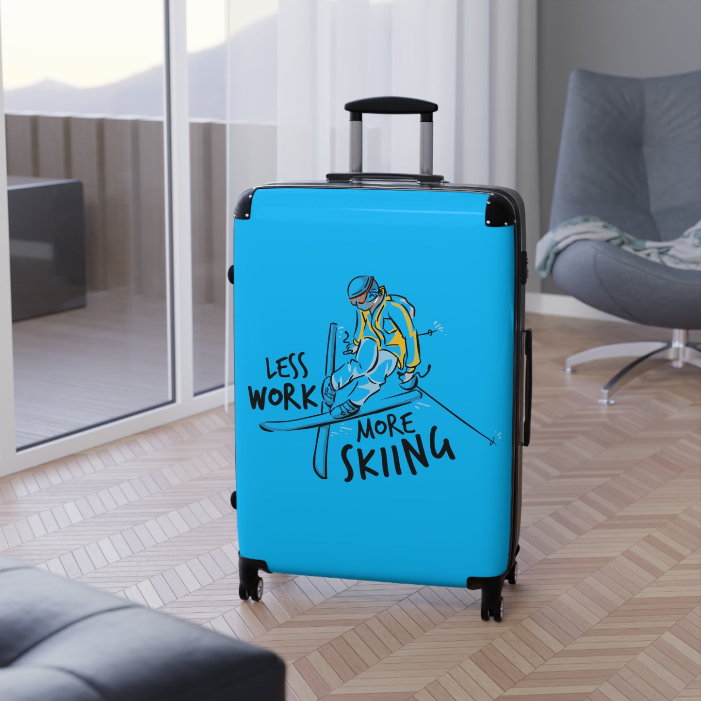Less Work More Skiing Custom Luggage