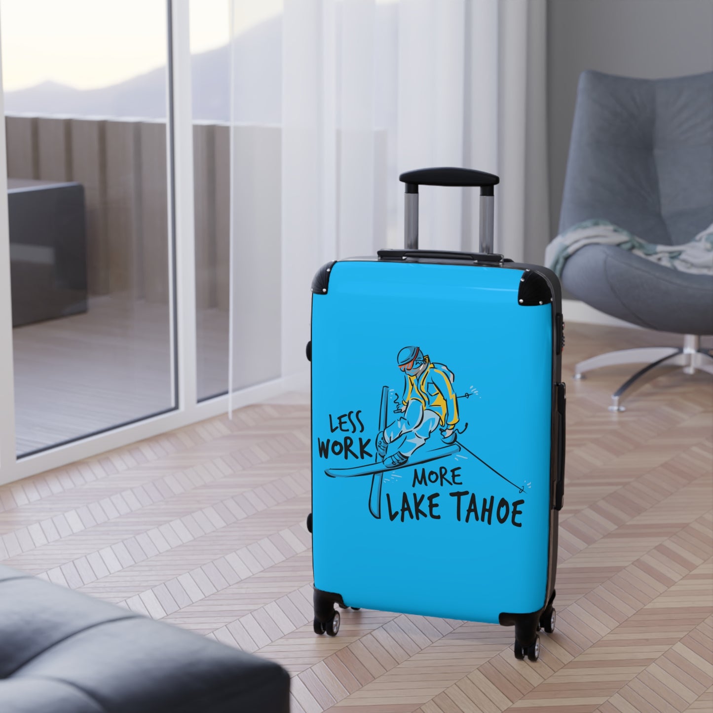 Less Work More Lake Tahoe Custom Luggage