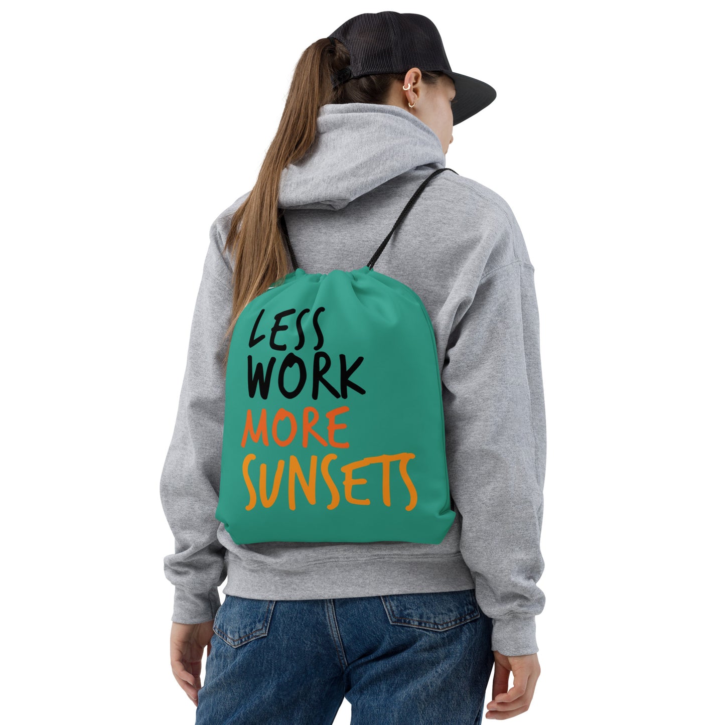 Less Work More Sunsets Livin' Life Drawstring
