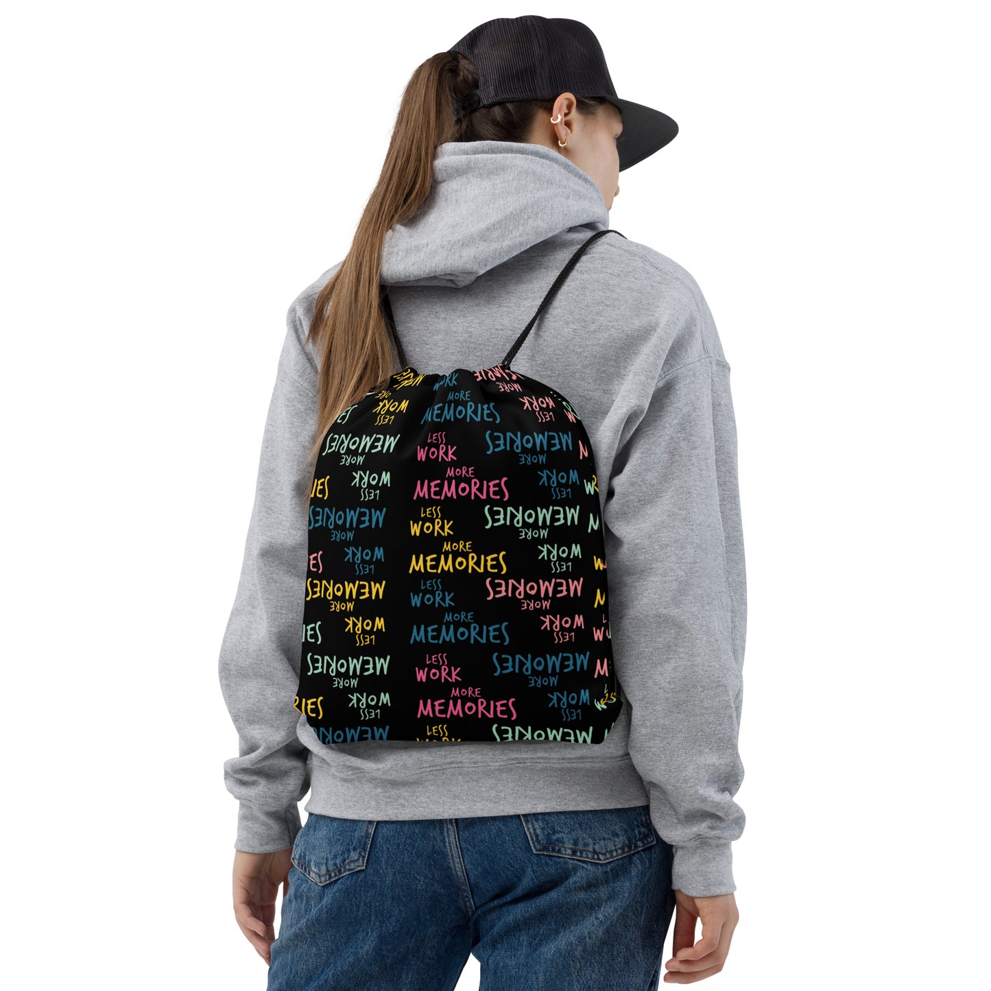Less Work™ More Memories Look Sharp Drawstring bag