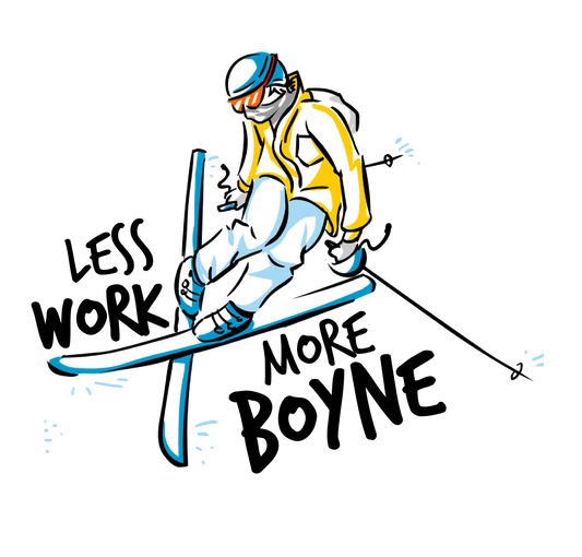 LESS WORK MORE BOYNE™ SKIING STICKER