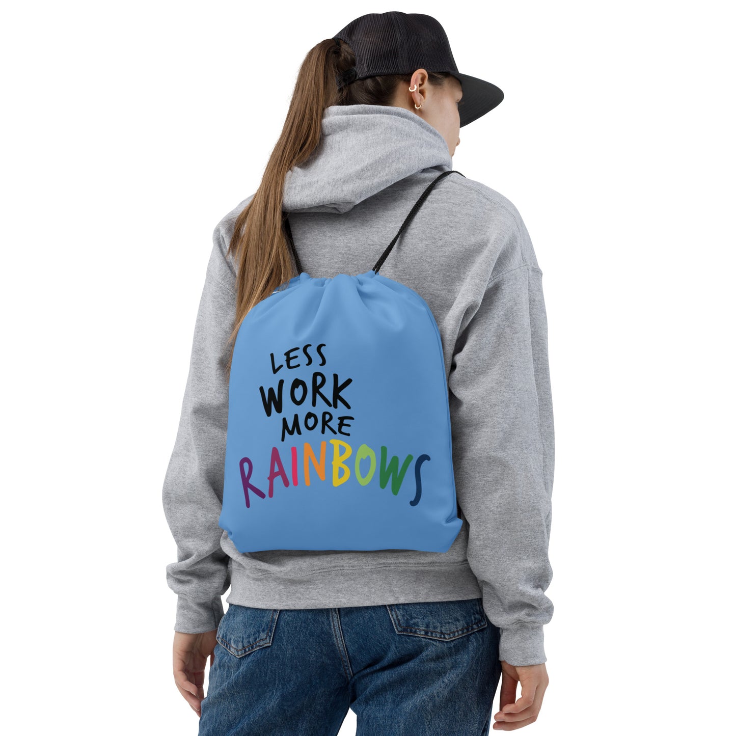 Less Work™ More Rainbows Look Sharp Drawstring bag